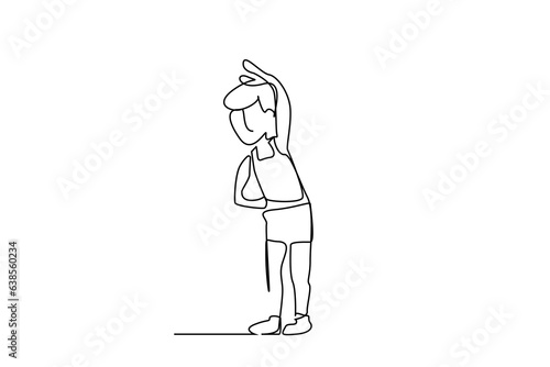 little girl boy doing sports yawning healthy lifestyle line art