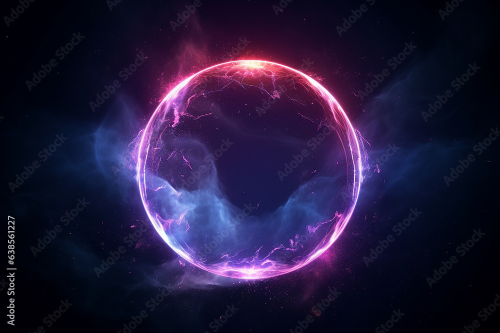 Obraz premium Generative ai collage image picture of mystical geometry figure with neon fire smoke light effect