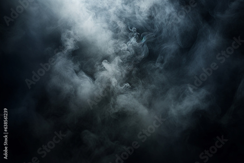 Generative ai picture image collage of grey smoke over black dark background