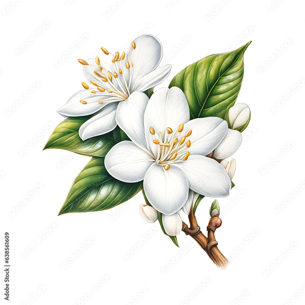 white jasmine isolated on white