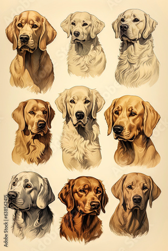 Generative AI vintage poster illustration of golden retriever dog © Eduardo Lopez