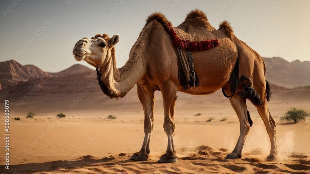 photo shot camel roaming around in the desert photo shot camel roaming around in the desert