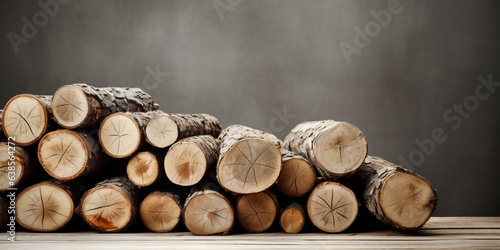 a stack of wooden logs.  