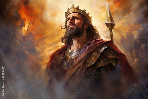 Generative AI picture Protection and Defense Symbol Saint archangel in crown painting like portrait