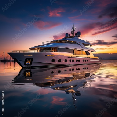 Ultra Luxurious Yacht in the middle of the Ocean. Professional and Cinematic Shot. © Boss