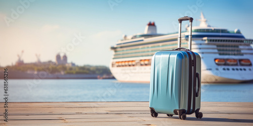 baggage on blurred cruise lainer background. 