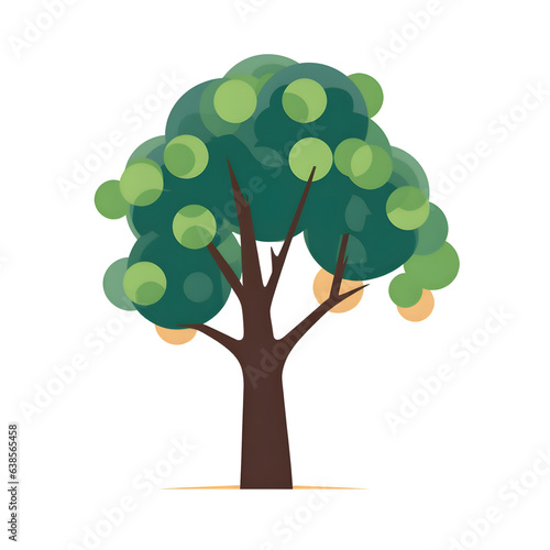 Green tree isolated on white background. Vector illustration in flat style.