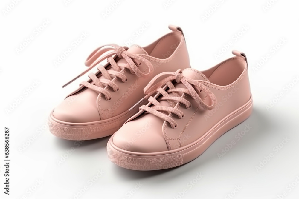 Light pink shoes isolated on white background. Casual clothing style concept Light pink shoes isolated on white background. Casual clothing style concept