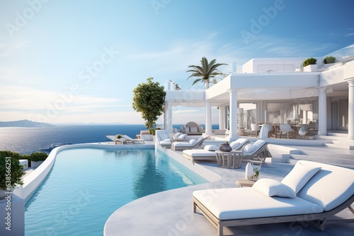 Ultra Luxurious Exterior Design of a Tropical Modern Villa with a Relax Zone and a Pool.