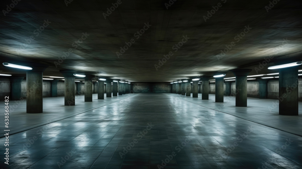 Silent Underground Shopping Center Parking