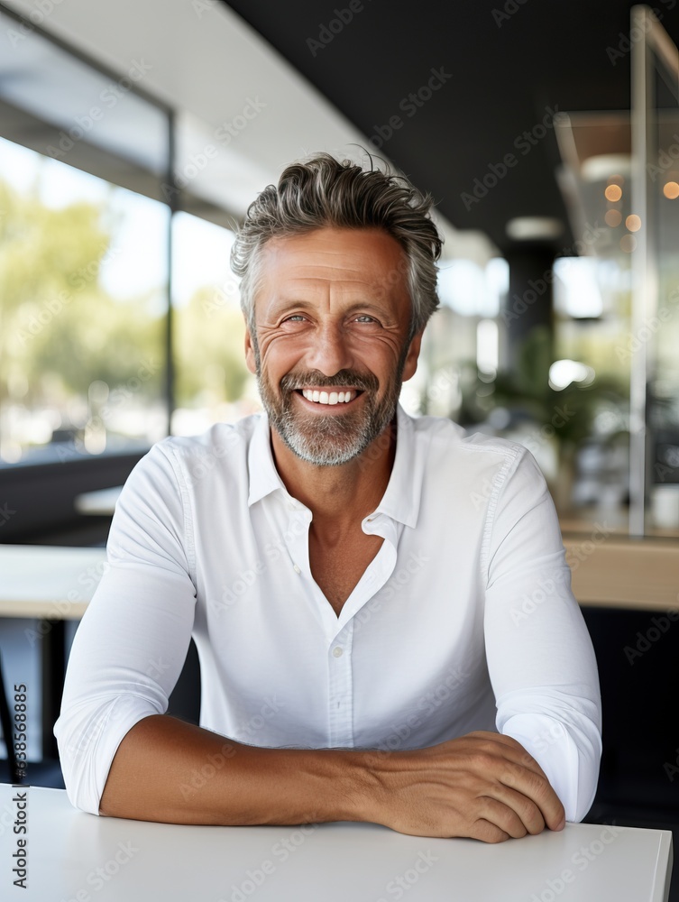 Obraz premium Attractive mature male portrait, generative ai