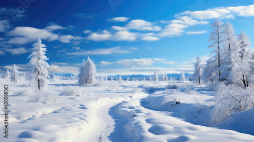 Enchanting Frosty Forest: Trees Draped in Snow