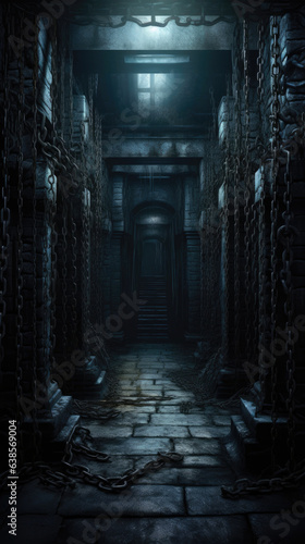 Canvas Print Cryptic Patterns: Illuminated Dungeon Chains