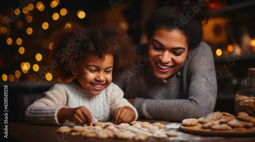 Joyful Moments  Mother and Son Baking Christmas Cookies Together