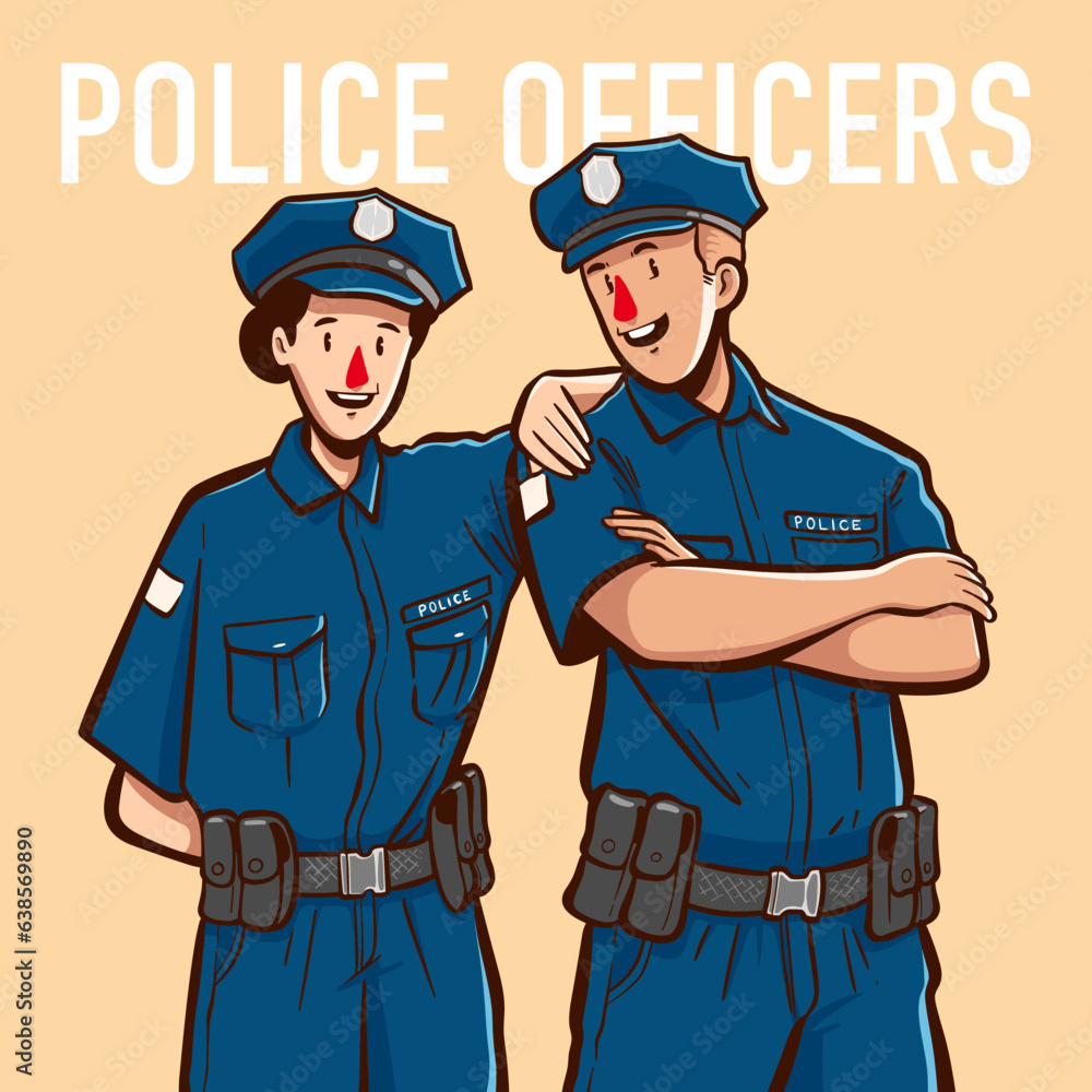 vector people with job police officers in hand drawn style vector people with job police officers in hand drawn style
