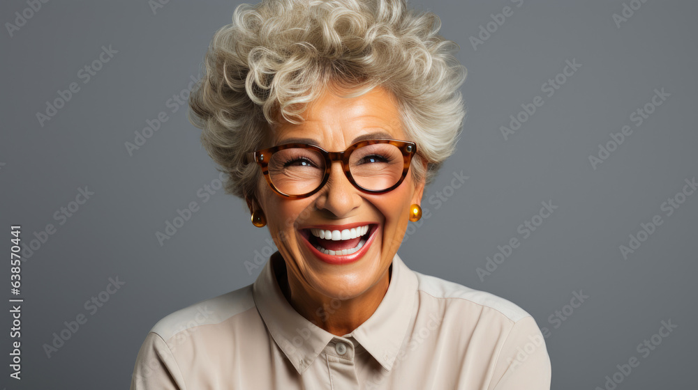 Joyful Senior Lady on a Neutral Background Joyful Senior Lady on a Neutral Background