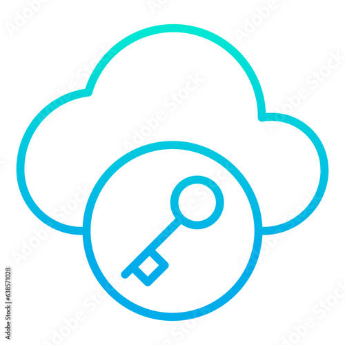 Outline gradient Cloud Key icon