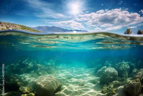 Generative ai collage photo of exotic landscape showing beautiful marine underwater nature © Tetiana