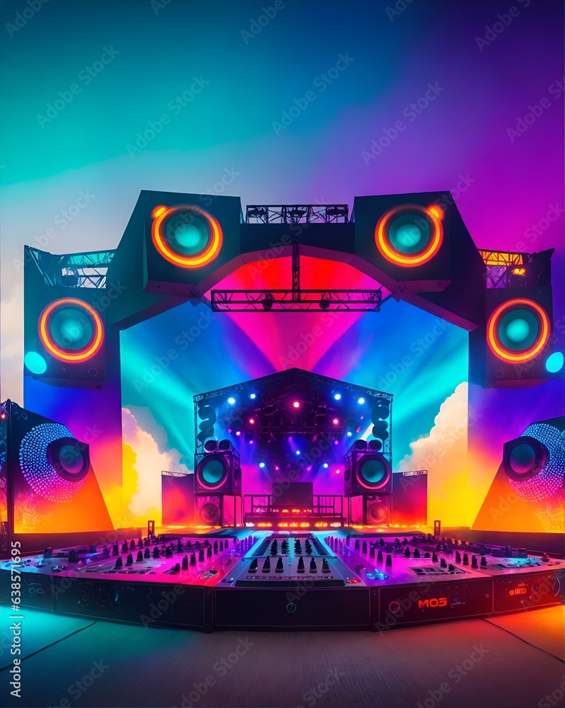 Photo of a stage set up with lights and sound equipment - obrazy, fototapety, plakaty 