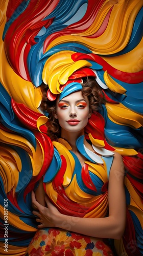 beautiful woman with face a...