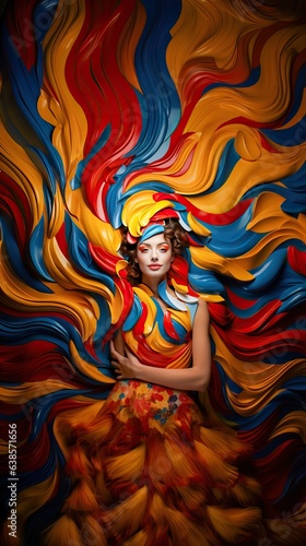 beautiful woman with face a...