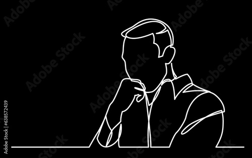 continuous line drawing vector illustration with FULLY EDITABLE STROKE of mental health awareness depression anxiety concept on black background
