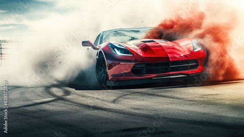 Sports Car Burnout on Racing Circuit © Andrii 