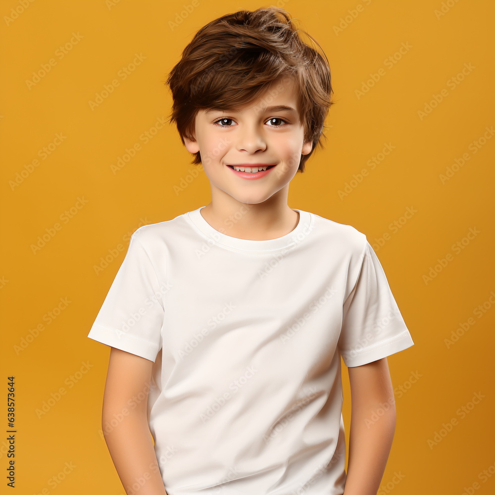 a boy in a casual style on yellow background. a boy in a casual style on yellow background.