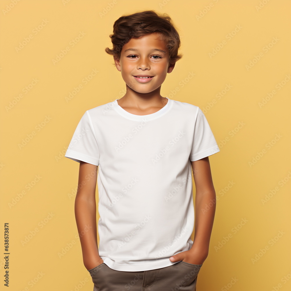 a boy in a casual style on yellow background. a boy in a casual style on yellow background.