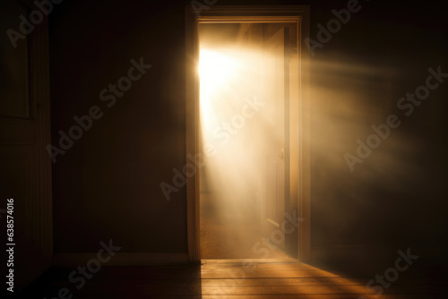 Inviting Portal  Natural Light Through an Open Door