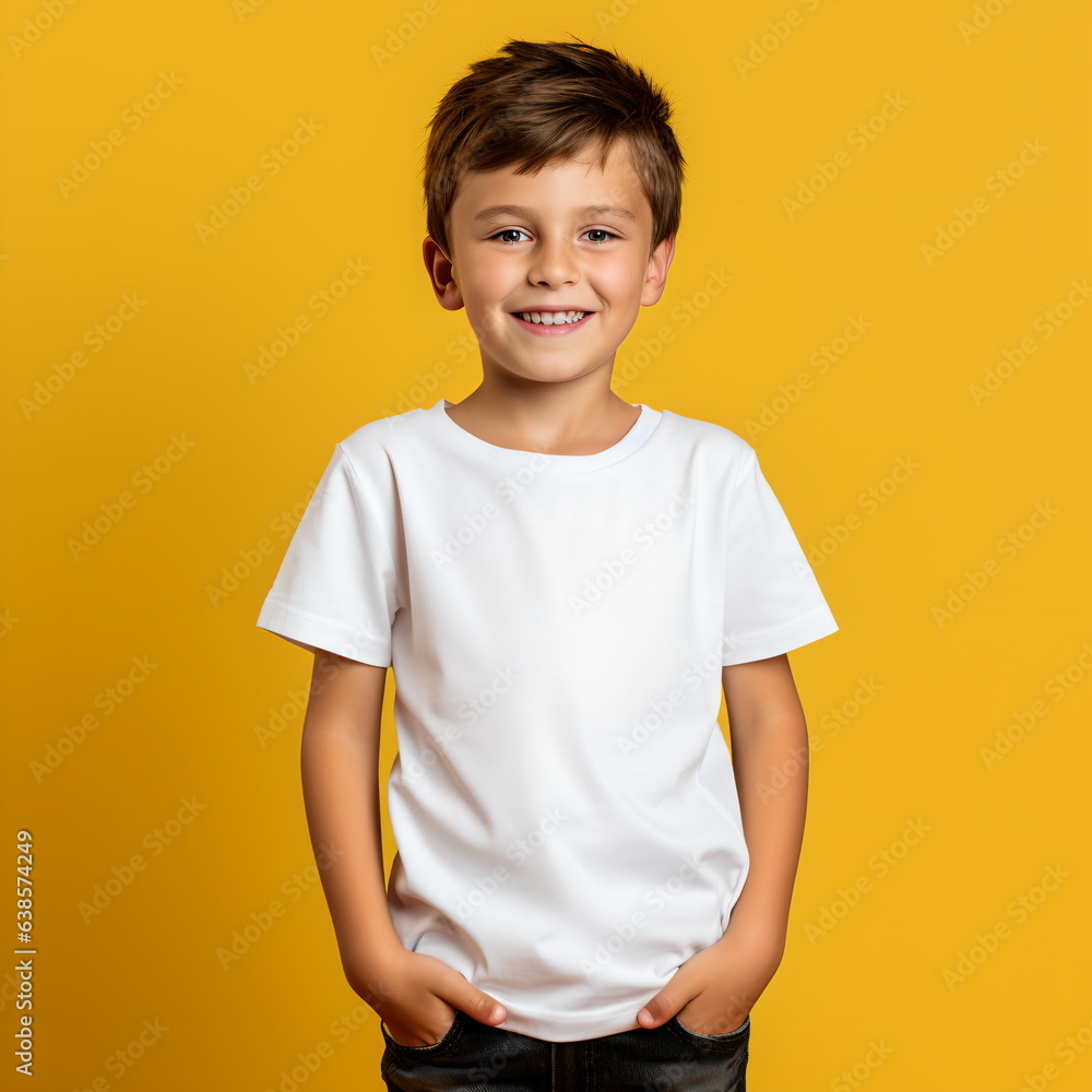 a boy in a casual style on yellow background. a boy in a casual style on yellow background.