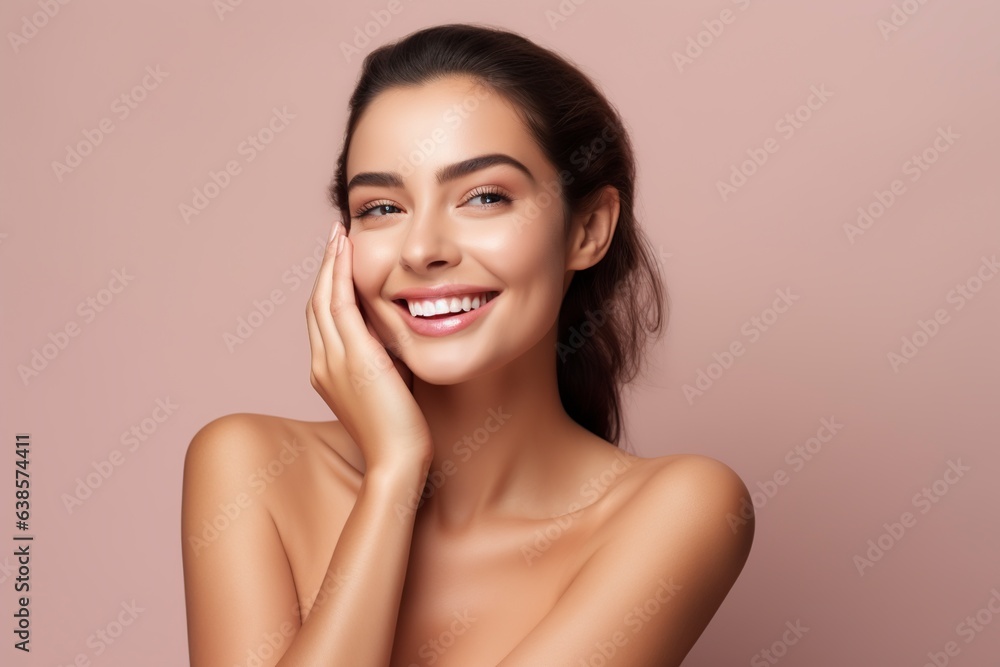 young smiling model with a delicate and beautiful face young smiling model with a delicate and beautiful face