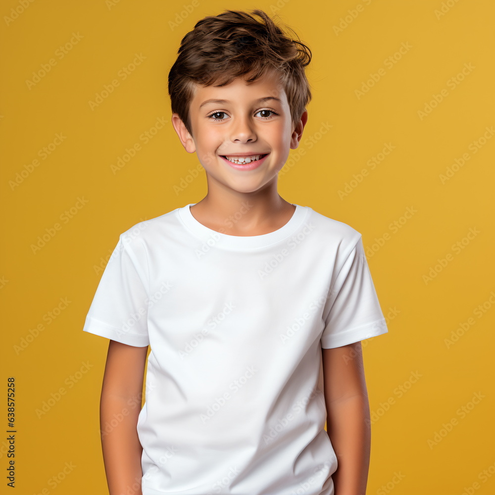 a boy in a casual style on yellow background. a boy in a casual style on yellow background.