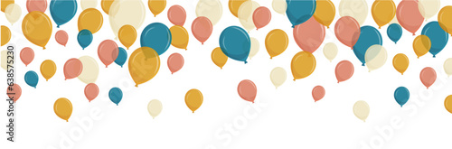 Ballons - évènements vectoriels colorés éditables pour la fête et les célébrations diverses - Ballons qui s'envolent - Compositions festives pour une fête d'enfant, un anniversaire ou un évènement