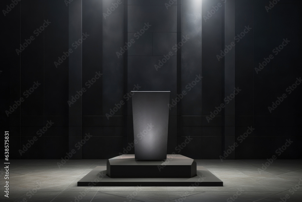Fototapeta premium Elegant Square Pedestal on Dark Background