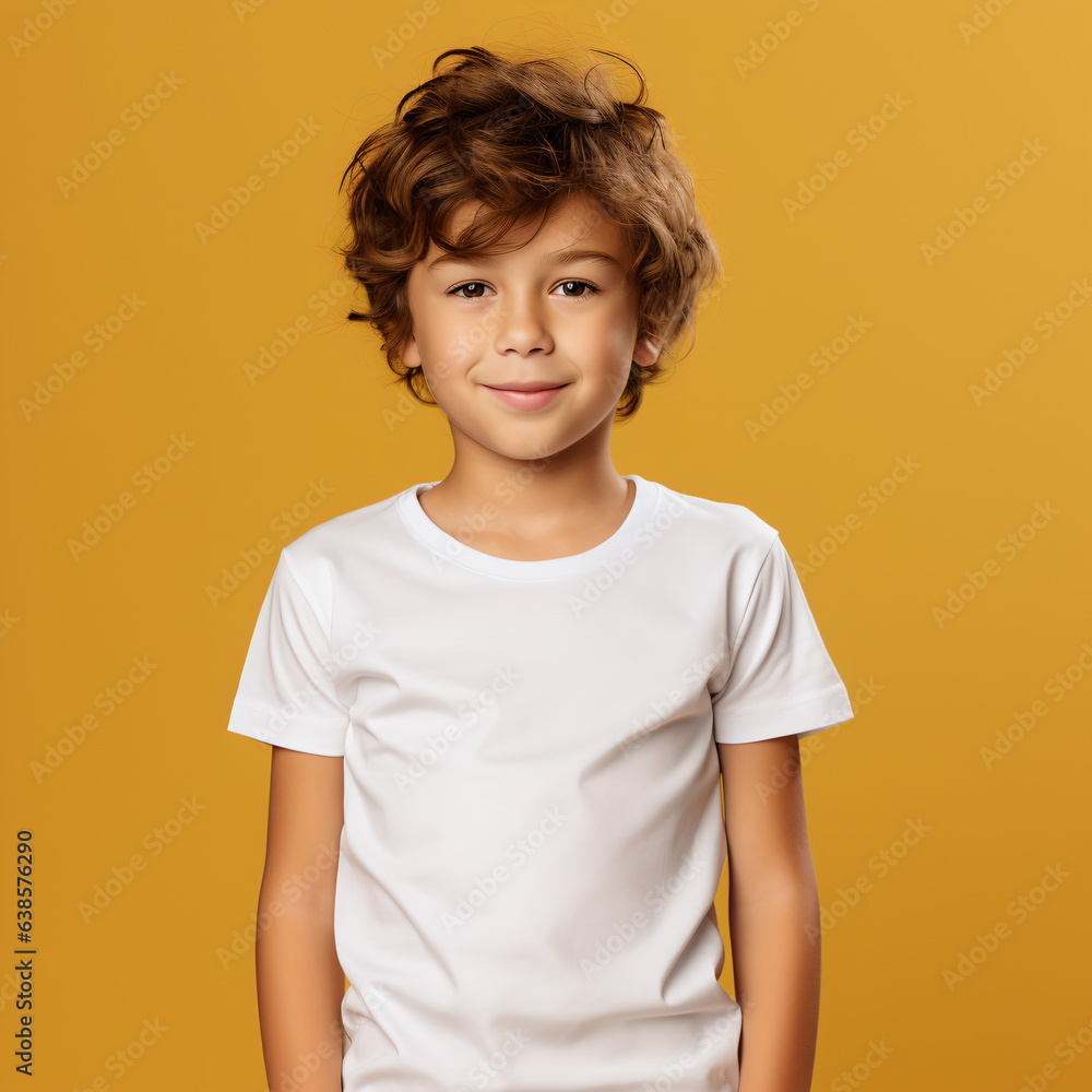 a boy in a casual style on yellow background. a boy in a casual style on yellow background.