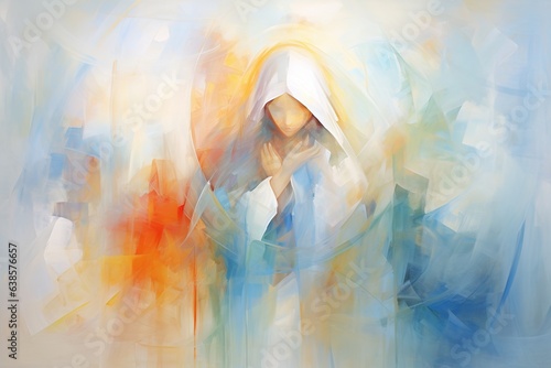 Abstract image of a woman praying. Generation AI