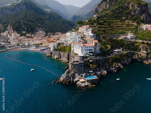 Views from Atrani on the Amalfi Coast, Italy by Drone © chemistkane