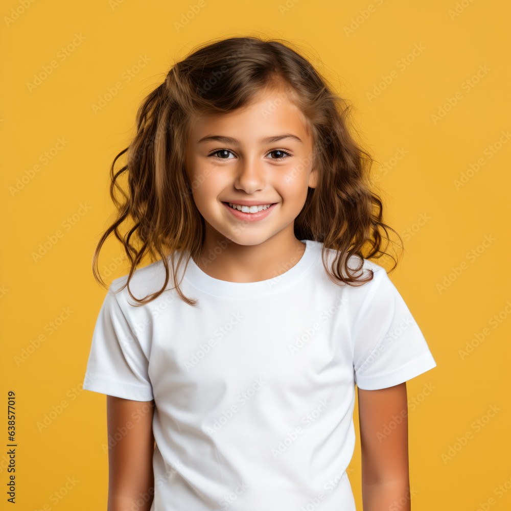 Beautiful little girl in a white blank t-shirt Beautiful little girl in a white blank t-shirt