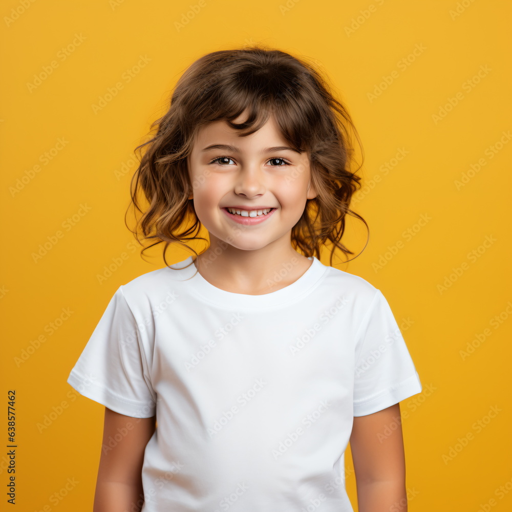 Beautiful little girl in a white blank t-shirt Beautiful little girl in a white blank t-shirt