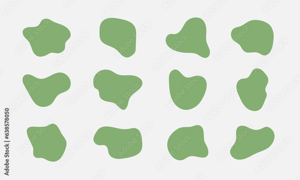 Green blob set. Deform fluid organic shape. Amoeba silhouette. Vector Green blob set. Deform fluid organic shape. Amoeba silhouette. Vector