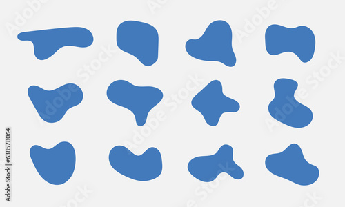 Blue blob. Liquid irregular shape. Asymmetry water drop. Vector illustration