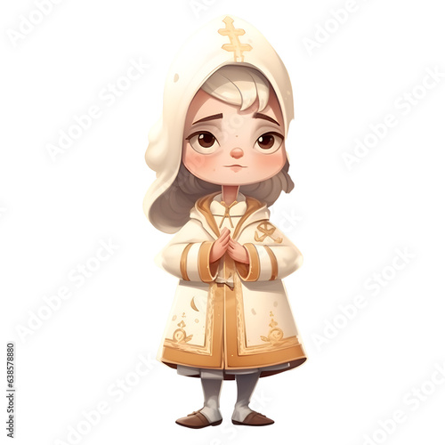 Illustration of a Little Girl in the Middle of the Medieval City