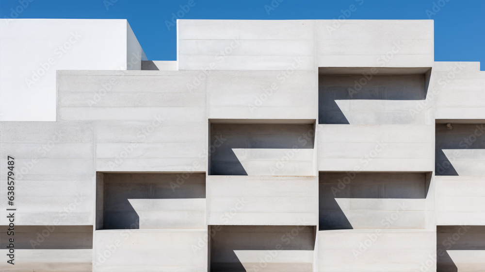 Geometric architecture detail modern concrete white structure building ...