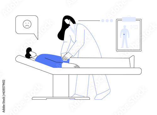 Abdominal pain diagnosis abstract concept vector illustration.