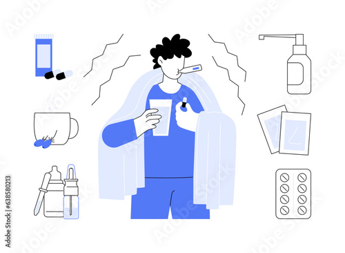 Flu and cold treatment abstract concept vector illustration.