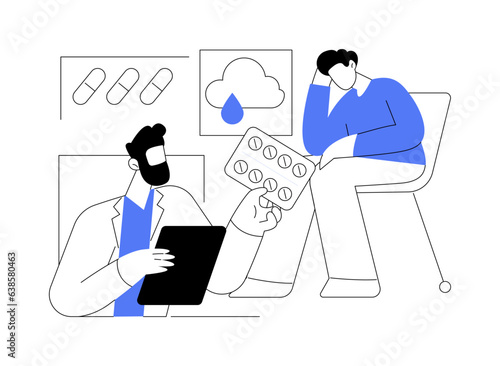 Depression medication abstract concept vector illustration.