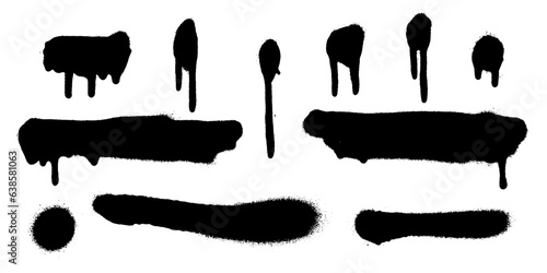 Set of graffiti spray banner. Vector spray paint shapes with smudges