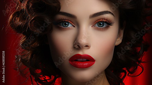 Glamorous woman applying vibrant red lipstick, ready to conquer the world!