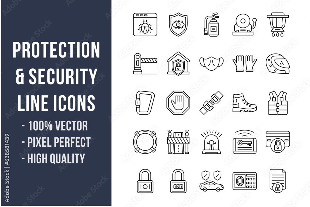 Protection and Security Line Icons Protection and Security Line Icons